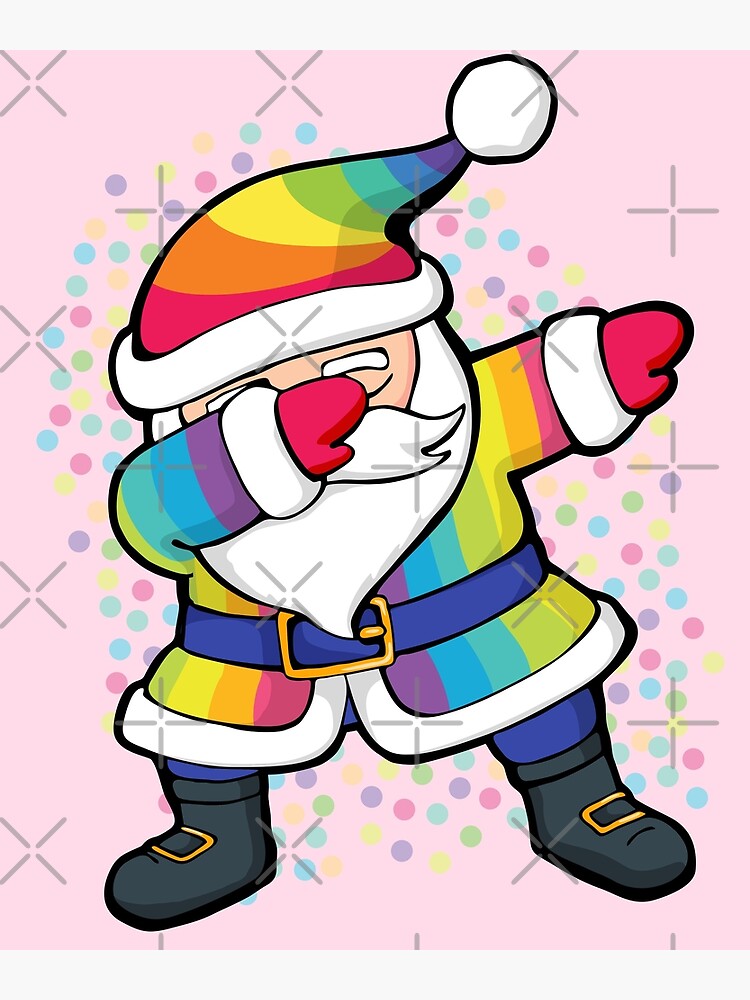 "Rainbow Dabbing Santa" Canvas Print by zeno27 Redbubble