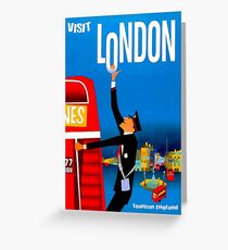 "BESUCH LONDON" Vintage Travel Advertising Print Grußkarte