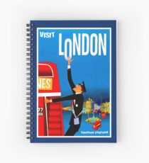 "VISIT LONDON" Vintage Travel Advertising Print Spiral Notebook