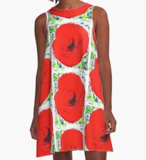 Red Poppy Flower A-Line Dress