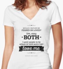 Dunder Mifflin The Office - Michael Scott Feared or Loved Women's Fitted V-Neck T-Shirt
