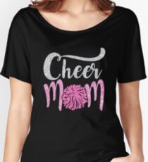 Cheer Mom Shirt With Name on the Back - Personalize the Colors - Beautiful Glitter Women's Relaxed Fit T-Shirt