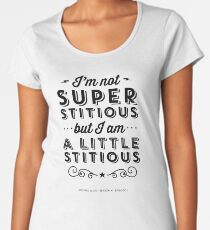 The Office Dunder Mifflin Michael Scott Quote - Superstitious Women's Premium T-Shirt