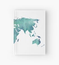 Watercolor map in turquoise Hardcover Journal