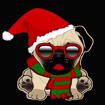 4in1 Pug Dog In Santa Hat Ornament In Christmas Sticker - Temu