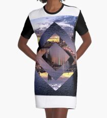 Beautiful Geometric Brisbane River Graphic T-Shirt Dress