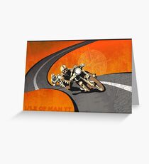 retro motorcycle Isle of Man TT poster Greeting Card
