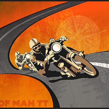 Artwork thumbnail, retro motorcycle Isle of Man TT poster by SFDesignstudio