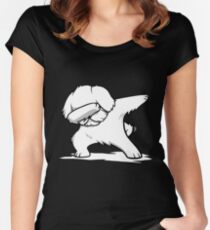 Lustiger Tupfer Malteser Tailliertes Rundhals-Shirt