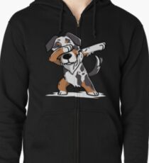 Funny Dabbing Australian Shepherd Zipped Hoodie