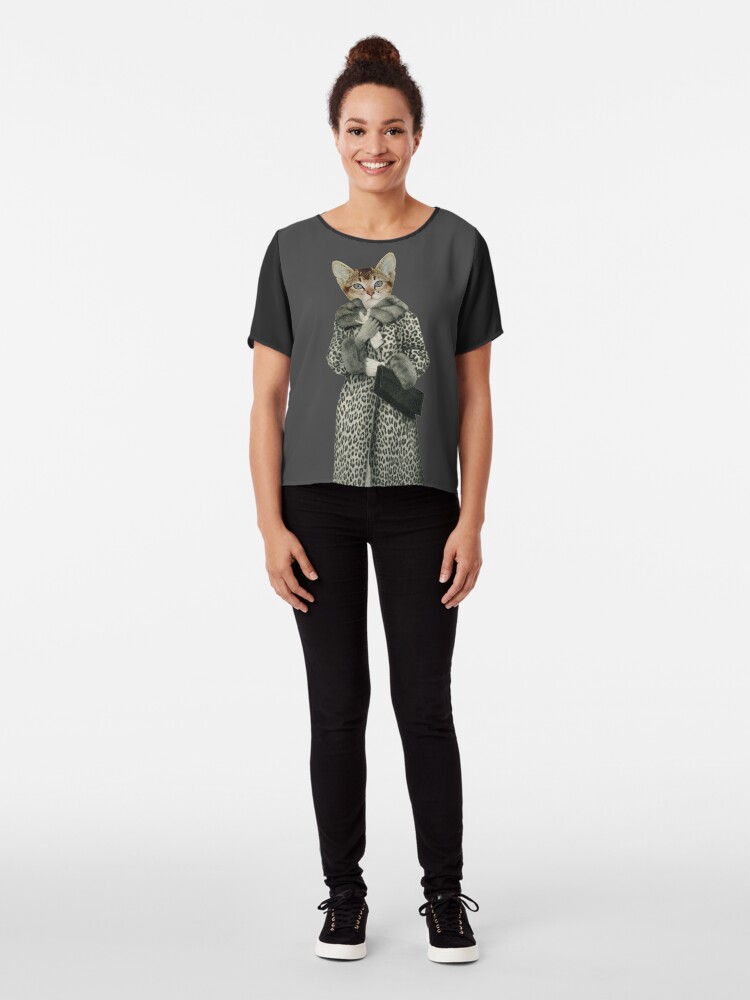 Alternative Ansicht von Kätzchen gekleidet als Katze Chiffon Top
