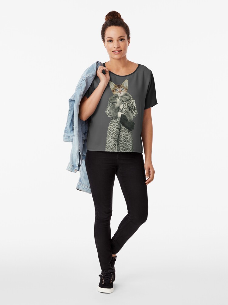 Alternative Ansicht von Kätzchen gekleidet als Katze Chiffon Top