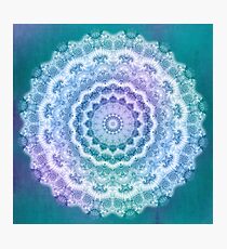 White Mandala on Teal, Purple and Navy Photographic Print