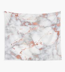 Rose Gold Glitter White Marble Wall Tapestry