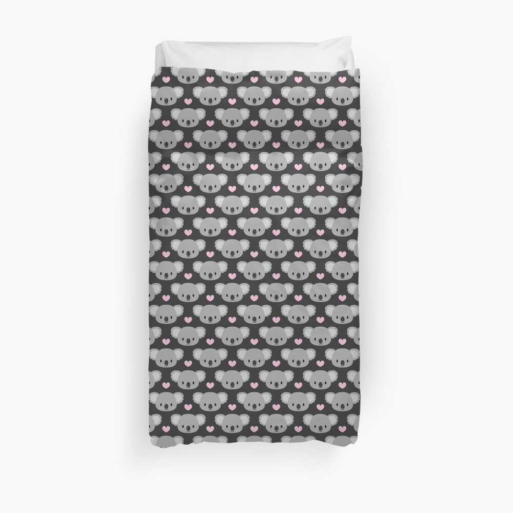 Cute koalas and pink hearts Duvet Cover