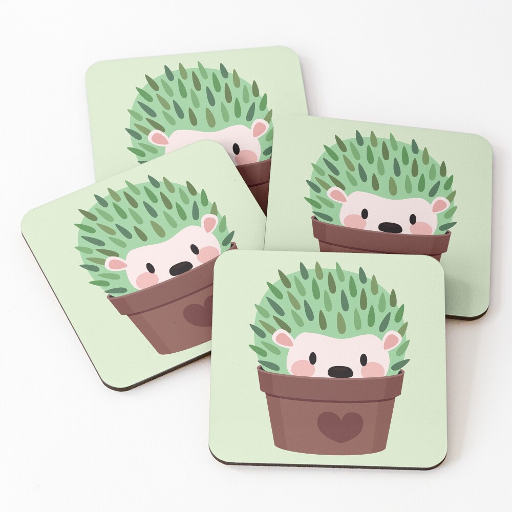 Hedgehogs disguised as cactuses Coasters (Set of 4)