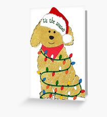 Cute Christmas Golden Doodle Puppy Greeting Card