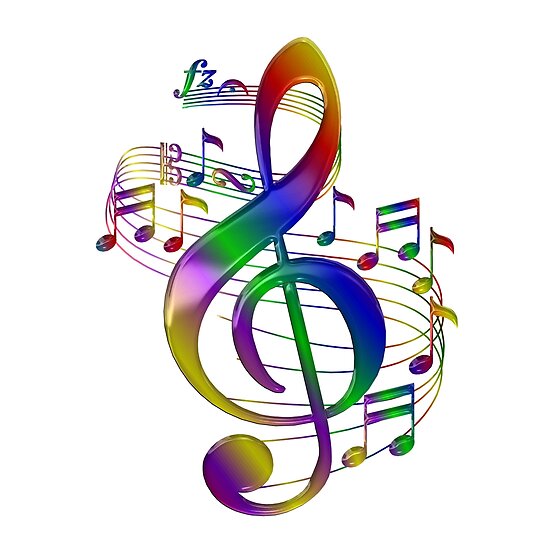 28796862 Colorful Treble Clef With Music Notes P Poster