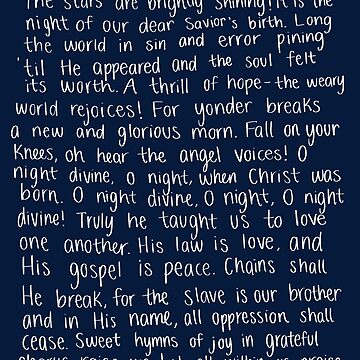 O Holy Night Handwritten Lyrics Art Board Print for Sale by EmmaMargason