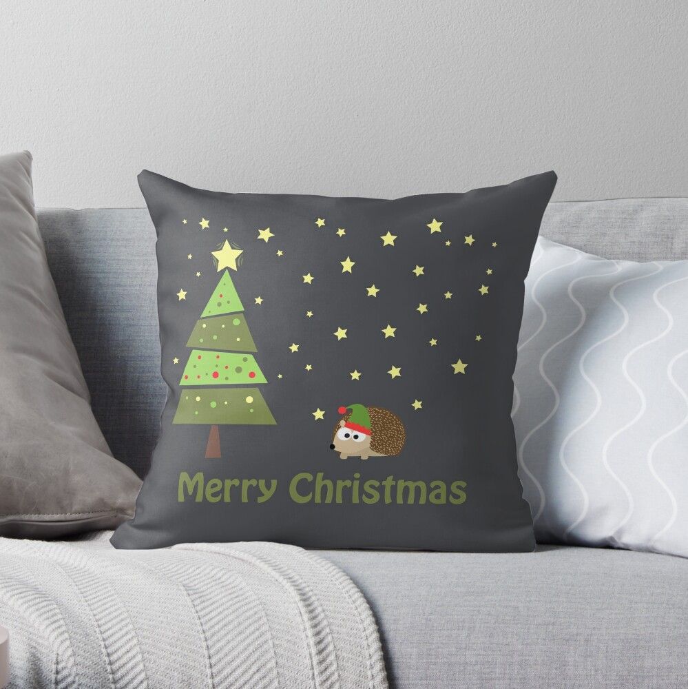 hedgehog christmas pillow