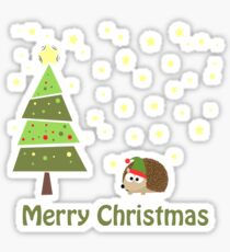 Pegatina Escena de Navidad lindo erizo