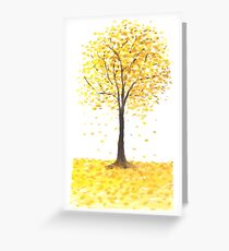 fallende goldene Ginkgoblätter Grußkarte