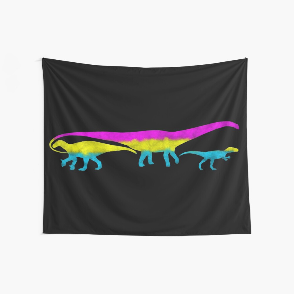 "Pansexual Pride Dinosaurs" Wall Tapestry by Mina-Richards ...