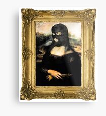 Funny Masked Mona Lisa T-Shirt Metal Print