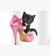 Cute Kitten with Shoe Poster