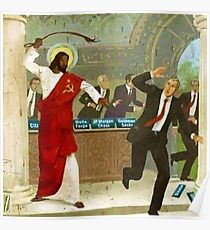Kommunistischer schwarzer Jesus peitscht Wall Street Banker Poster