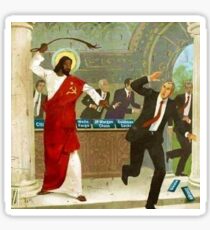 Communist black Jesus whips Wall Street bankers Sticker