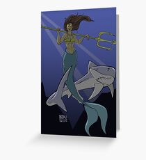 A Girl and Her Shark Greeting Card