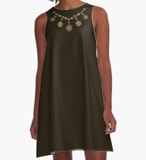 Ethnic Necklace ( Gold Jewelry ) A-Line Dress