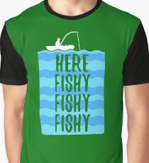Here Fishy Fishy Fishy (white) Graphic T-Shirt