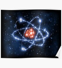 Wissenschafts-Zeichen-Symbol-Atom-Raum-Sterne Poster