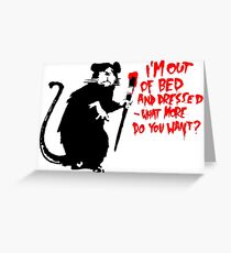 Banksy - Aus Bett Ratte Grußkarte
