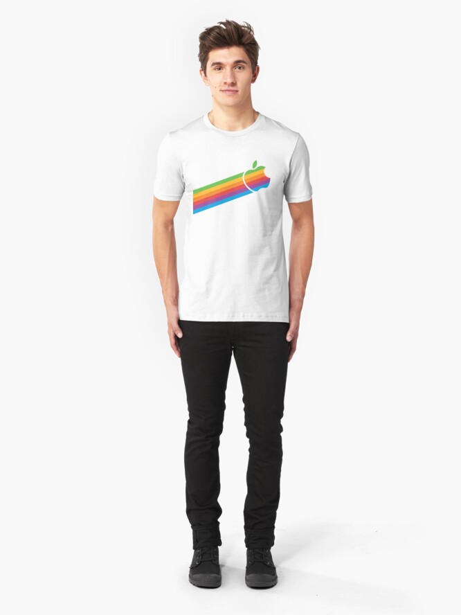 Alternate view of Swoosh Classic Apple Logo iPhone, iPad and Laptop Case Slim Fit T-Shirt