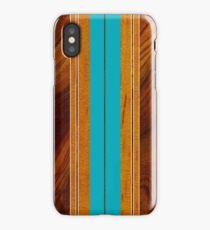 Nalu Mua Hawaiian Faux Koa Wood Surfboard - Teal iPhone Case
