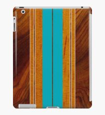 Nalu Mua Hawaiian Faux Koa Wood Surfboard - Teal iPad Case/Skin
