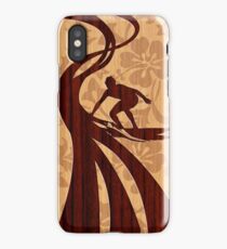 Faux Koa Wood Hawaiian Surfer iPhone Case