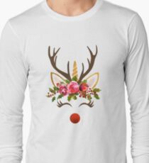 Unicorn Reindeer - Christmas / Einhorn Rentier, Weihnachten Long Sleeve T-Shirt