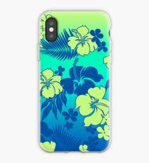 Kona Blend Hawaiian Hibiscus Aloha Shirt Print- Turquoise iPhone Case