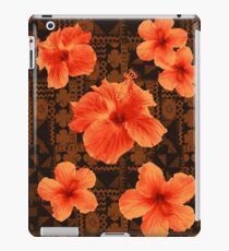 Kalalau Tapa Hawaiian Hibiscus Vintage Aloha Print - Orange & Brown iPad Case/Skin