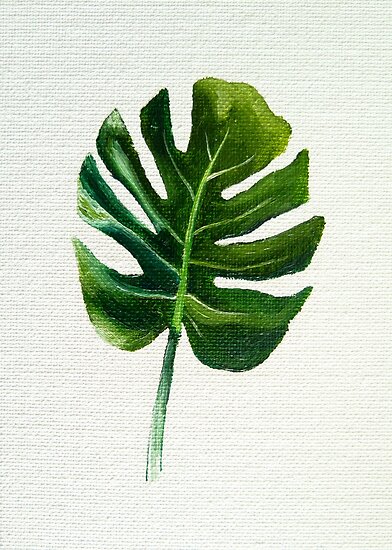 monstera leaf painting posters