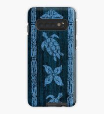 Funda/vinilo para Samsung Galaxy Tabla de surf hawaiana Samoan Tapa Faux Koa Wood - Azul