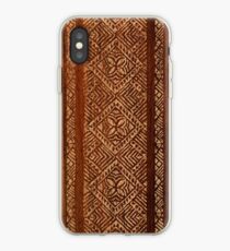 Samoan Tapa Faux Koa Wood Hawaiian Surfboard iPhone Case