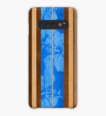 Funda/vinilo para Samsung Galaxy Haleiwa Hawaiian Faux Koa madera tabla de surf - azul océano