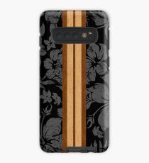 Funda/vinilo para Samsung Galaxy Sunset Beach Hawaiian Faux Koa Wood Tabla de surf - Negro y gris