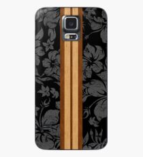 Sonnenuntergang Beach Hawaiian Faux Koa Holz Surfbrett - schwarz und grau Hülle & Klebefolie für Samsung Galaxy