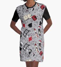 Vestido camiseta Viva Vegas Retro Casino Print - Rojo, negro y gris